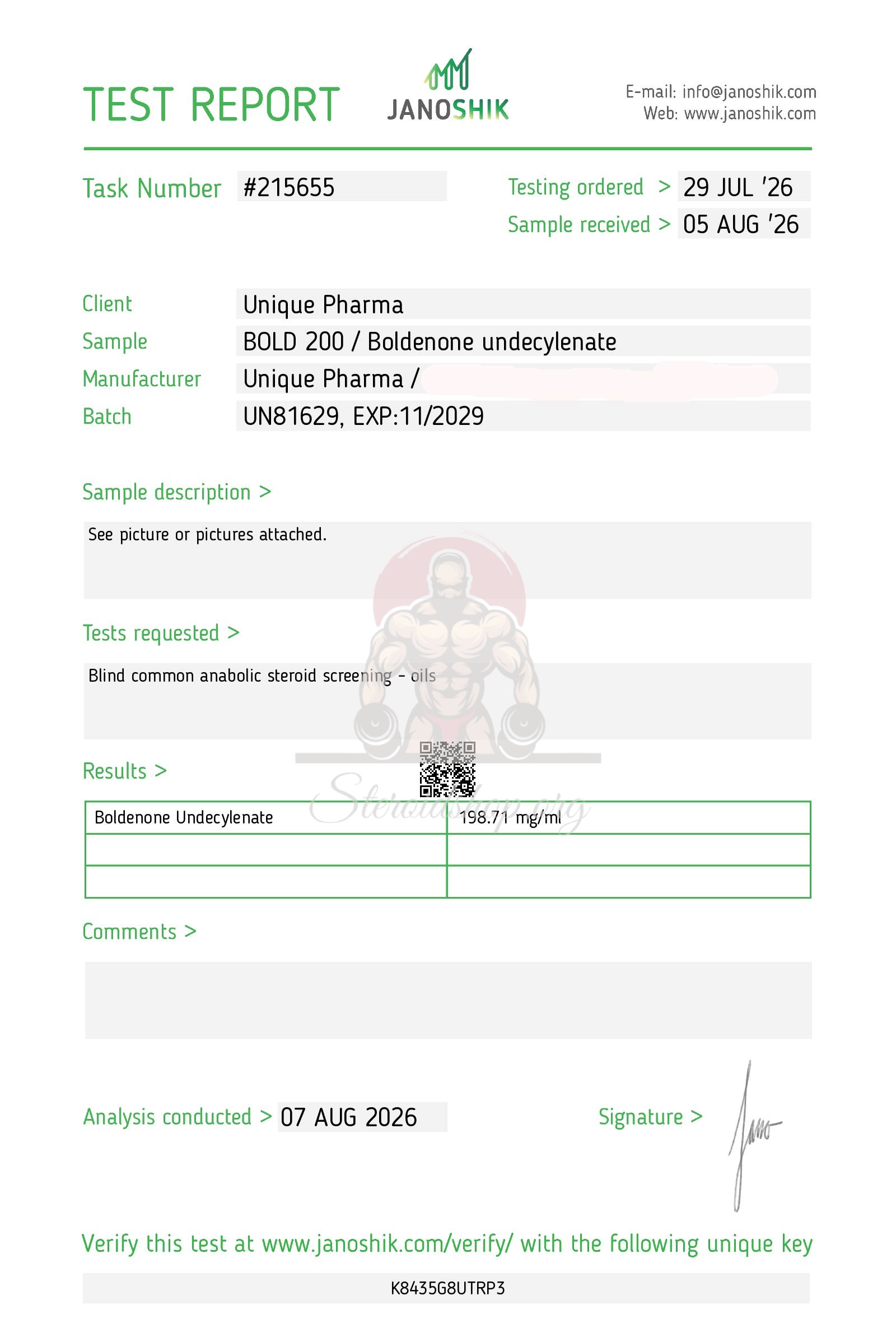 Bold 250 Unique Pharma Boldenone