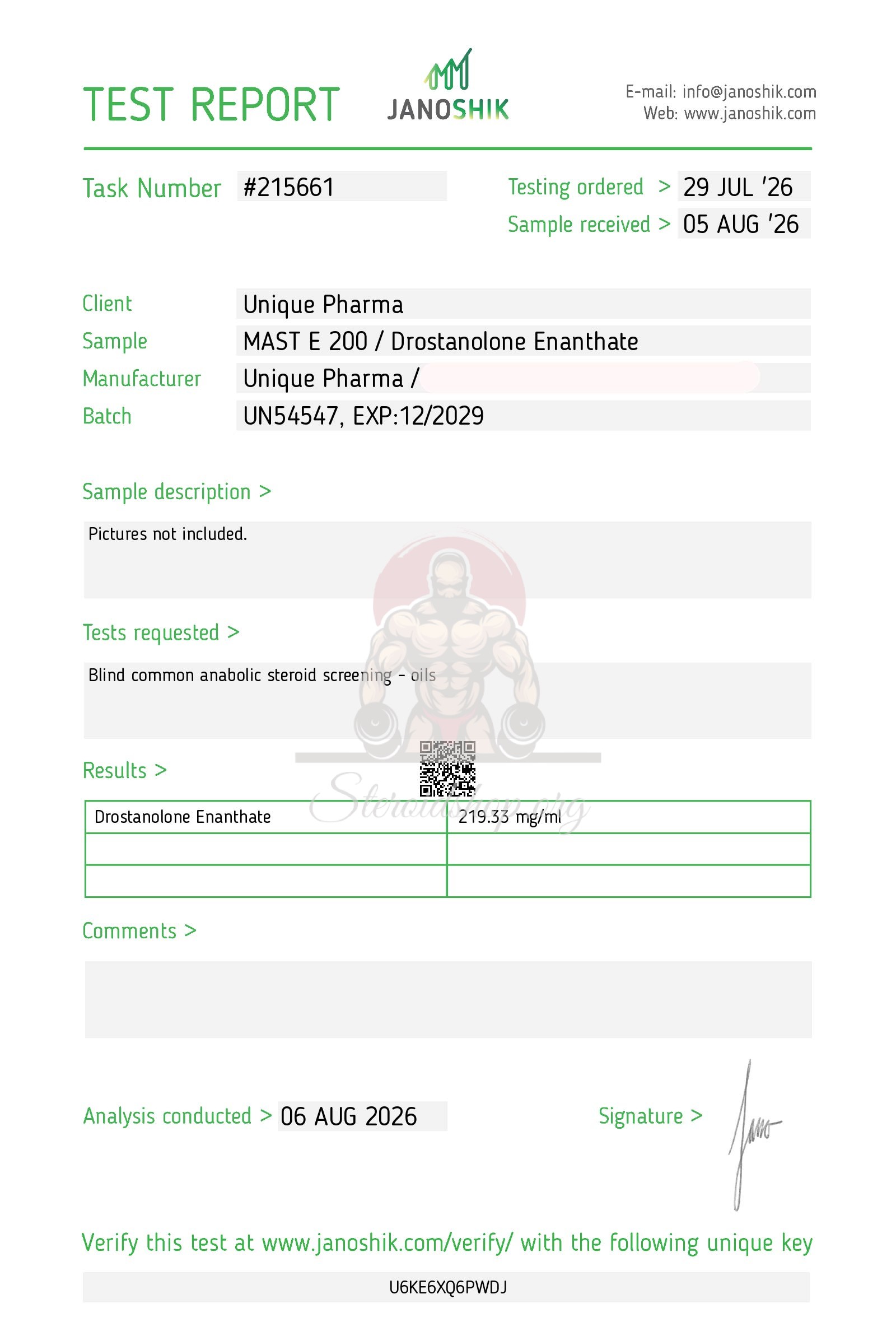 Mast E 200 Unique Pharma Masterone Enanthate
