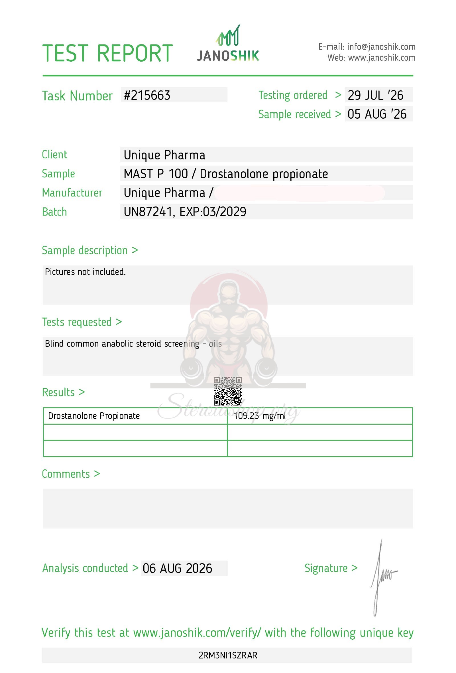 Mast P 100 Unique Pharma Drostanolone Propionate