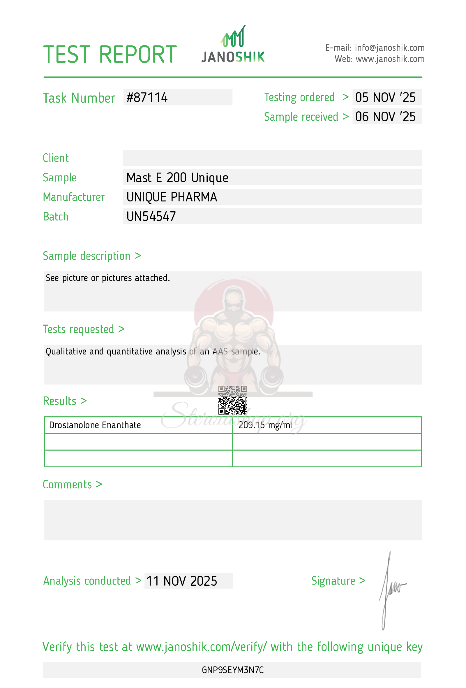 Maste 200 Unique Pharma Masterone Enanthate
