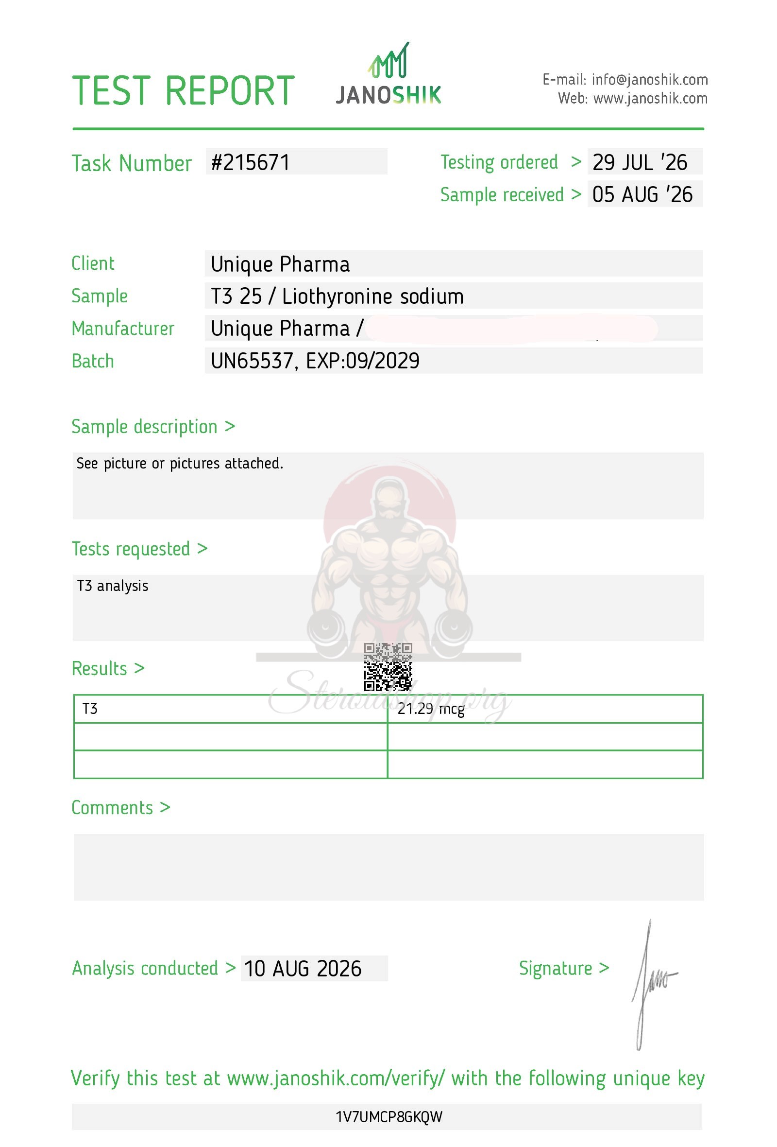 T3 UniquePharma Liothyronin