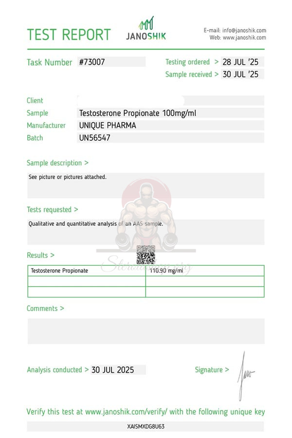 Test P 100 Unique Pharma Testosterone Prop